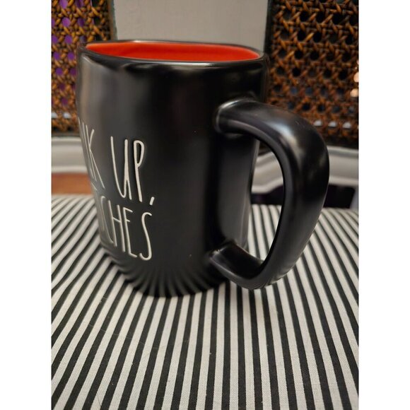 NWT Rae Dunn Drink Up Witches Halloween Coffee Mug Black Orange Interior - Picture 3 of 9